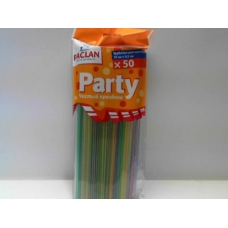 Трубочка д/коктейля прозр. с полосой 4цв (50 шт/уп) PartyEveryDay PACLAN/60